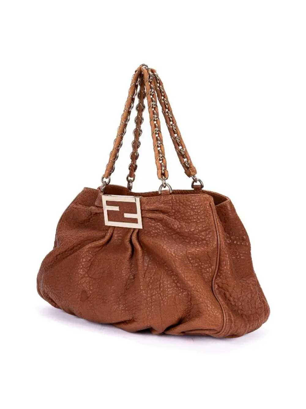 Fendi Small Hobo Tan Textured Leather